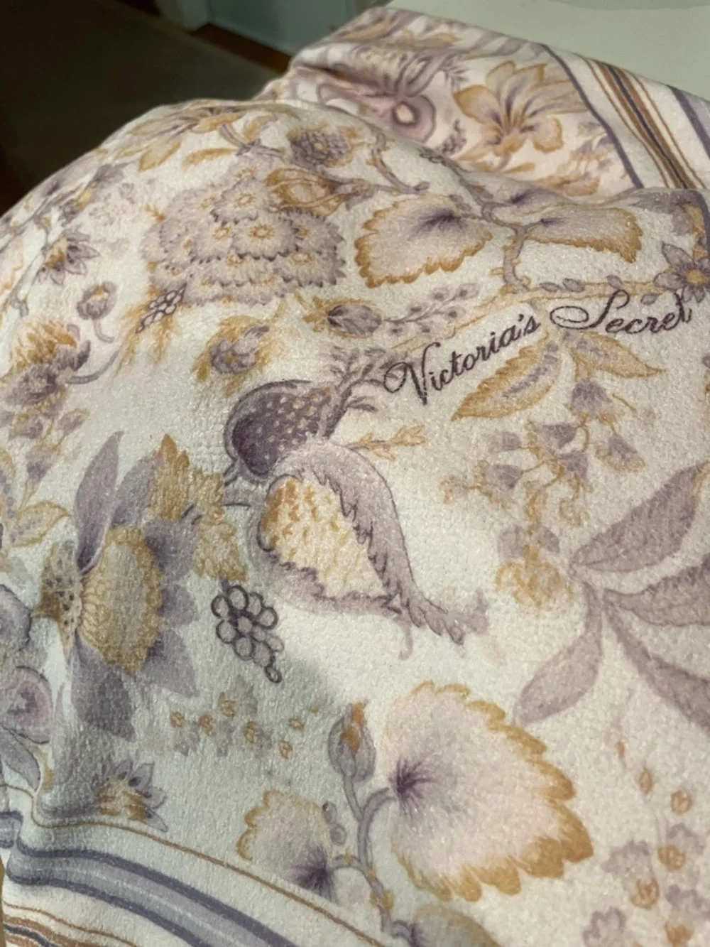Victoria's Secret Pastel Lavender Floral Drawstring Backpack towel